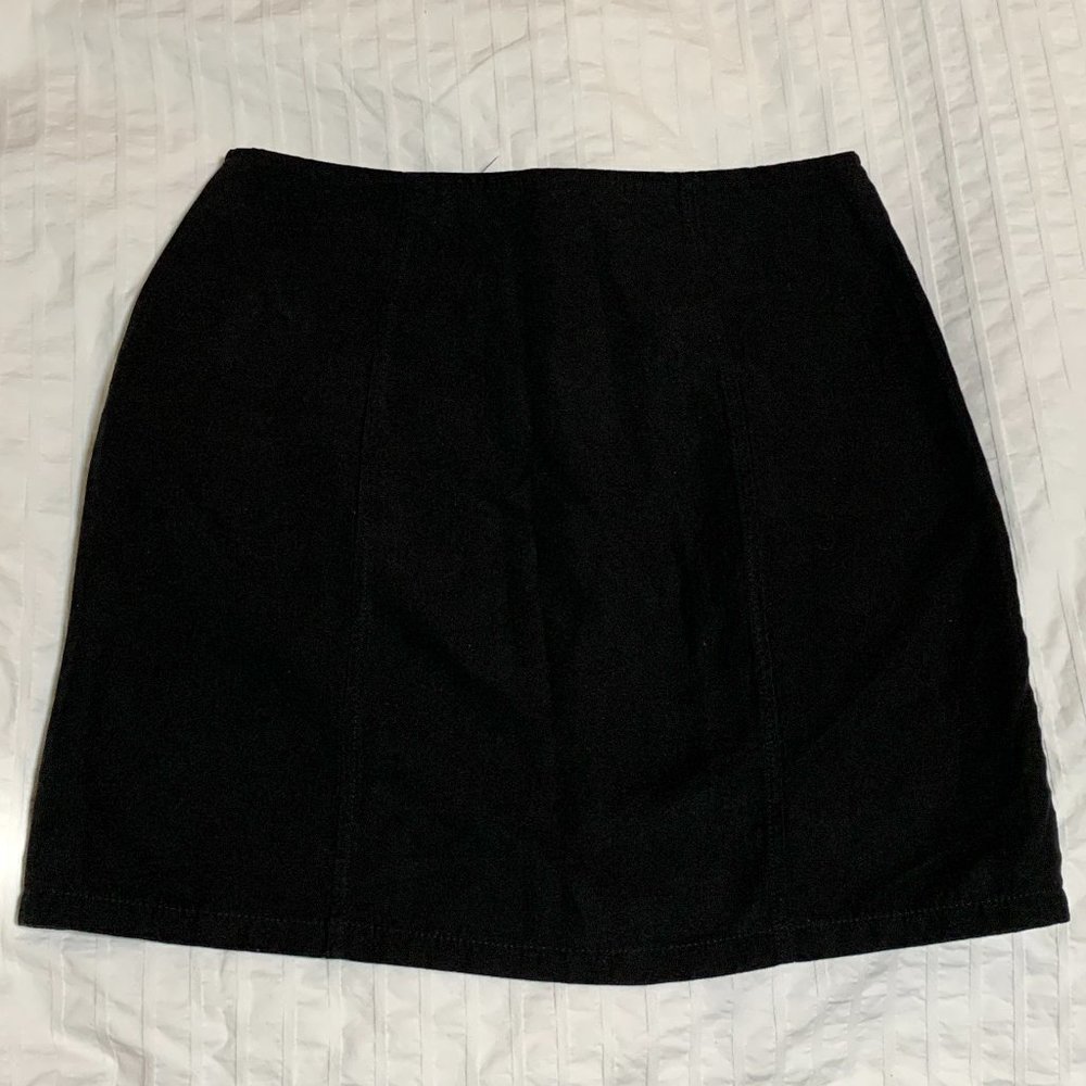 Forever 21 Black Faux Suede Button Snap Skirt | Women's Size S - Picture 2 of 4